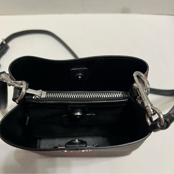 New Coach Mini Town Plaid Bucket Bag Crossbody with Card Wallet - Picture 7 of 16